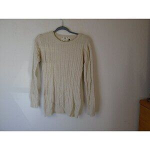 For G and PL Soft Cable Knit Sweater Sz Large Heathered Beige Color Long Sleeve
